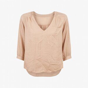 Lipslide Blush Pink V-Neck Top Size S 3/4 Sleeve Blouse